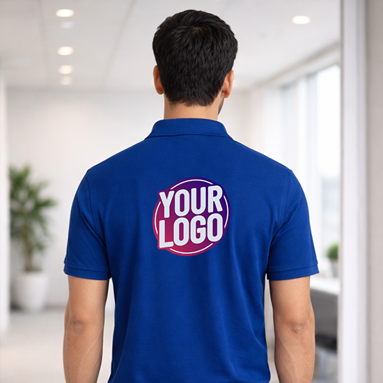 Royal Blue Customized Half Sleeve Men's Cotton Polo Shirt 2