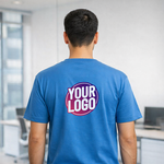 Blue Customized Half Sleeve Men's Cotton Round Neck T Shirts 2