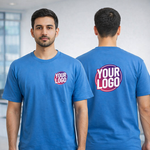 Blue Customized Half Sleeve Men's Cotton Round Neck T Shirts 3