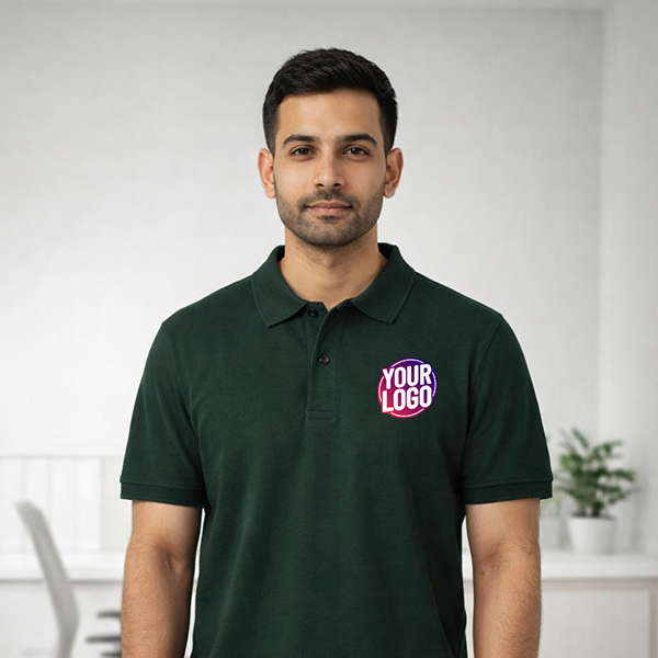 Bottle Green Customized Half Sleeve Men's Cotton Polo Shirt 1