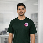 Bottle Green Customized Half Sleeve Men's Cotton Round Neck T Shirts 1