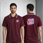 Brown Striped Customized Half Sleeve Men's Cotton Polo T Shirts 3