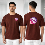 Coffee Brown Customized Half Sleeve Men's Cotton Round Neck T Shirts 3