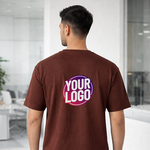 Coffee Brown Customized Half Sleeve Men's Cotton Round Neck T Shirts 2