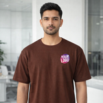 Coffee Brown Customized Half Sleeve Men's Cotton Round Neck T Shirts 1