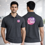 Dark Grey Customized Half Sleeve Men's Cotton Polo Shirt 3