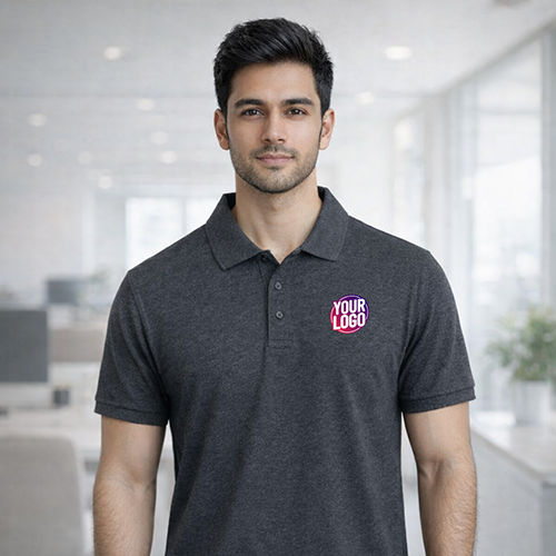 Dark Grey Customized Half Sleeve Men's Cotton Polo Shirt 1