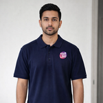 Navy Blue Customized Half Sleeve Men's Cotton Polo Shirt 1