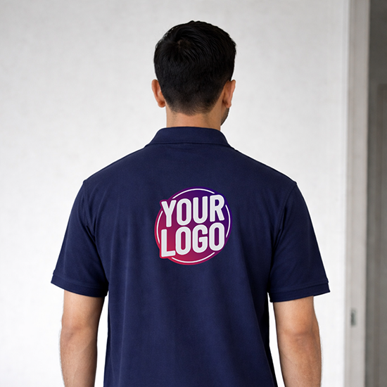 Navy Blue Customized Half Sleeve Men's Cotton Polo Shirt 2