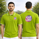 Green Striped Customized Half Sleeve Men's Cotton Polo T Shirts 3