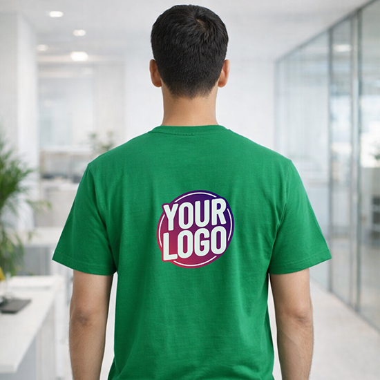 Green Customized Half Sleeve Men's Cotton Round Neck T Shirts 2