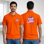Orange Customized Half Sleeve Men's Cotton Polo Shirt 3