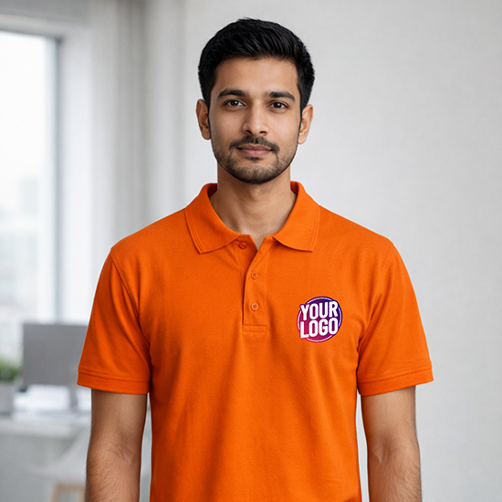 Orange Customized Half Sleeve Men's Cotton Polo Shirt 1