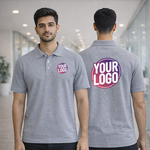 Grey Customized Half Sleeve Men's Cotton Polo Shirt 3