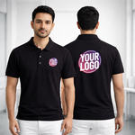 Black Customized Half Sleeve Men's Cotton Polo Shirt 3