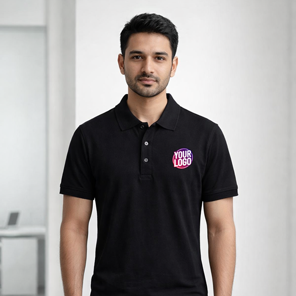 Black Customized Half Sleeve Men's Cotton Polo Shirt 1