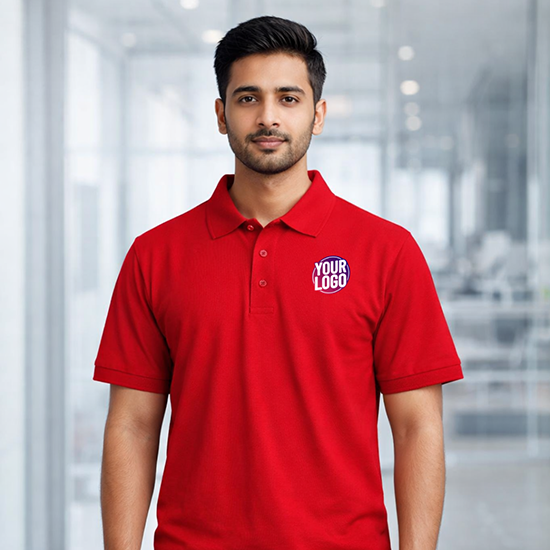 Red Customized Half Sleeve Men's Cotton Polo Shirt 1