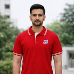 Red Striped Customized Half Sleeve Men's Cotton Polo T Shirts 1