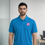 Blue Customized Half Sleeve Men's Cotton Polo Shirt 1
