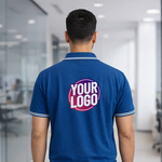 Royal Blue Striped Customized Half Sleeve Men's Cotton Polo T Shirts 2