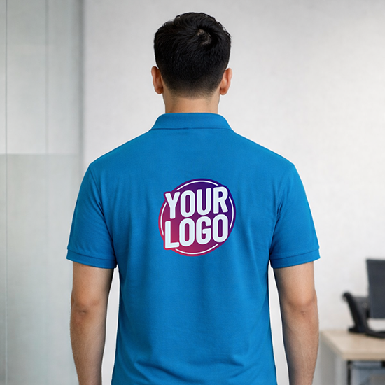 Blue Customized Half Sleeve Men's Cotton Polo Shirt 2