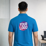 Blue Customized Half Sleeve Men's Cotton Polo Shirt 2