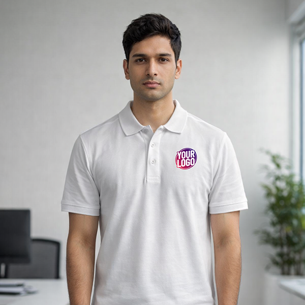 White Customized Half Sleeve Men's Cotton Polo Shirt 1