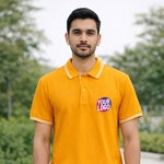 Yellow Striped Customized Half Sleeve Men's Cotton Polo T Shirts 1