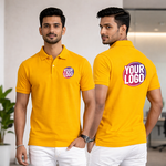 Yellow Customized Half Sleeve Men's Cotton Polo Shirt 3