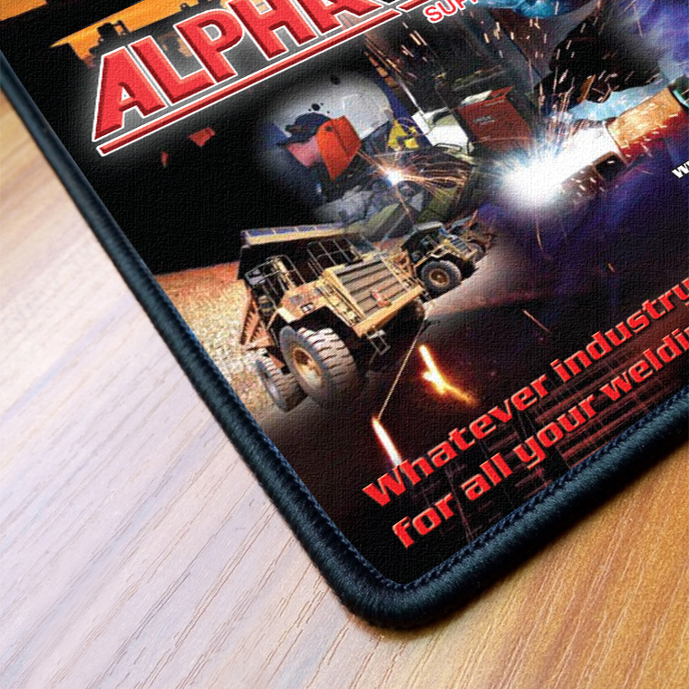 Deluxe Overlocked Fabric Mousepad closeup