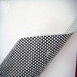 Custom perforated vinyl sticker banner for storefront glass advertising