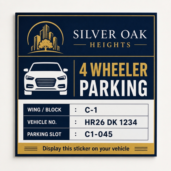 4 Wheeler Parking Sticker