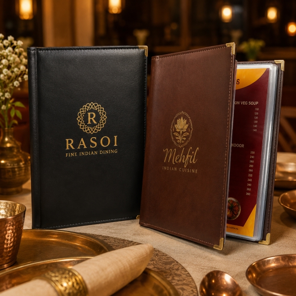 Leather Book Menu Card
