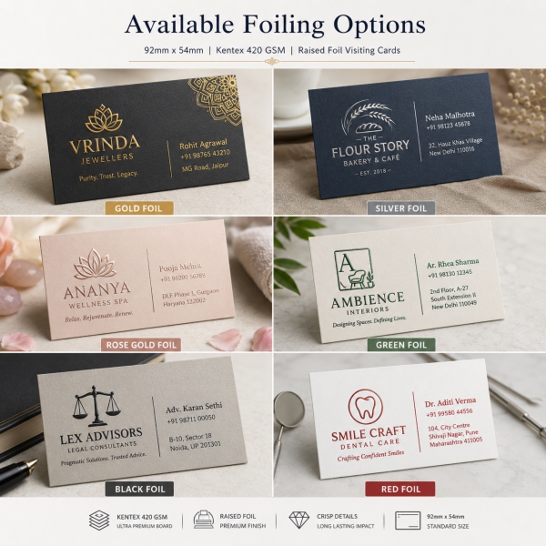 Raised Foil Visiting Cards Option