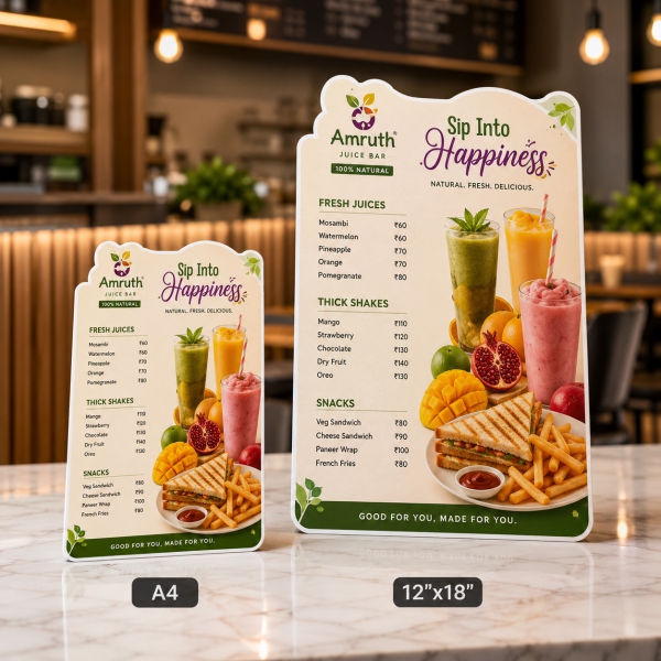 Sunboard Cutout Menu Card 4