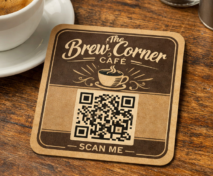 QR code placement on coaster
