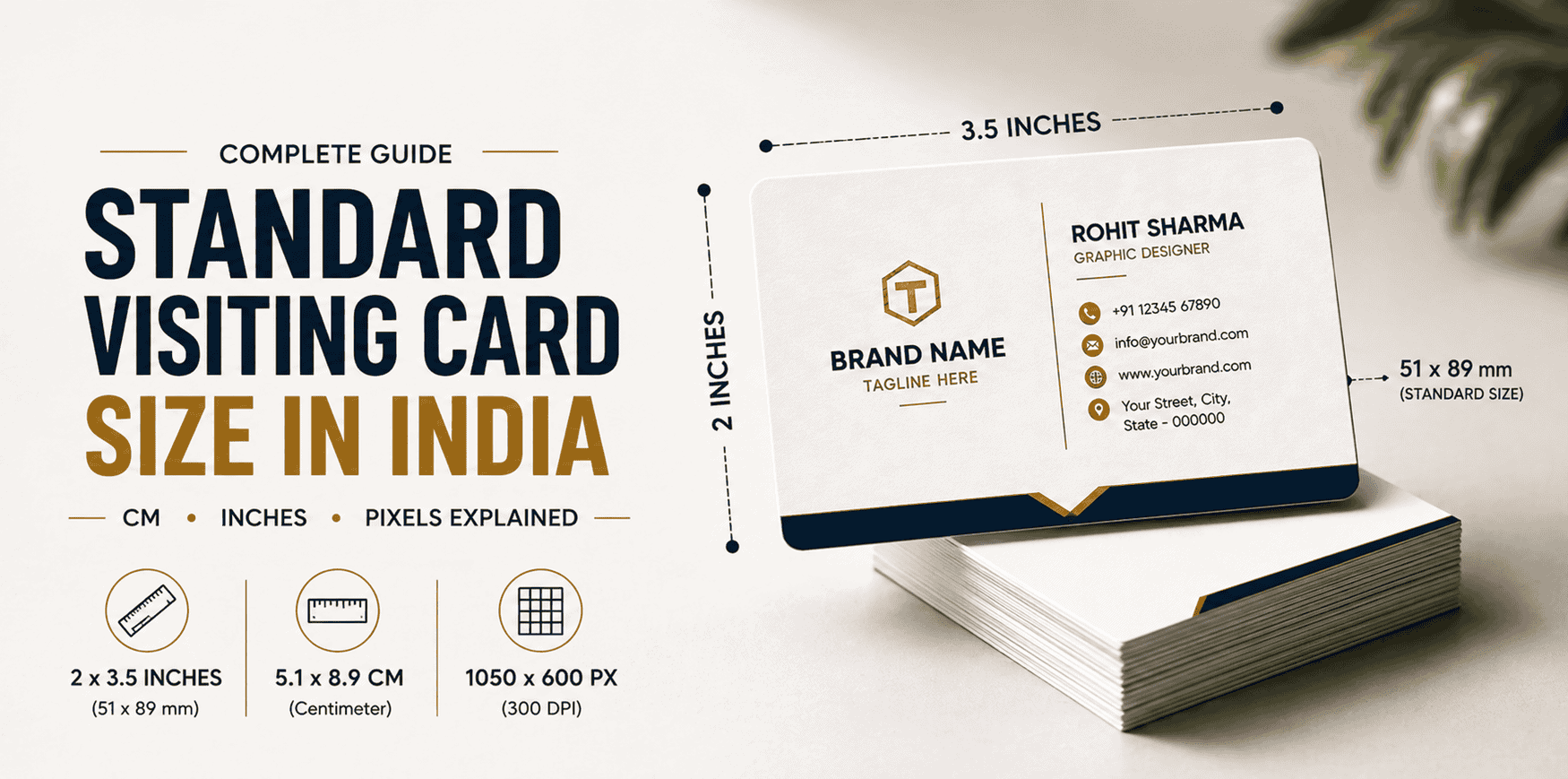Standard Visiting Card Size in India (CM, Inches, Pixels) – Guide