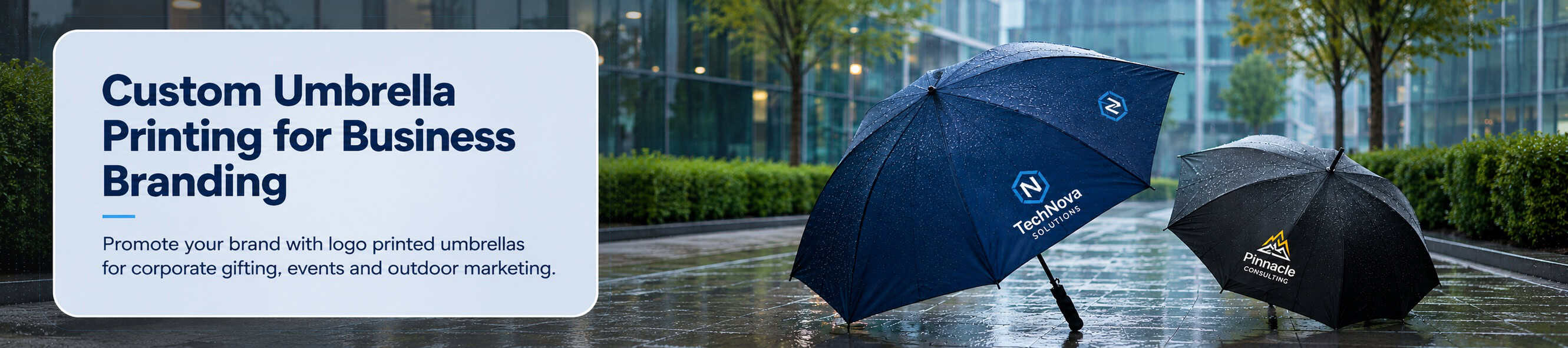 Logo printed umbrellas for business branding