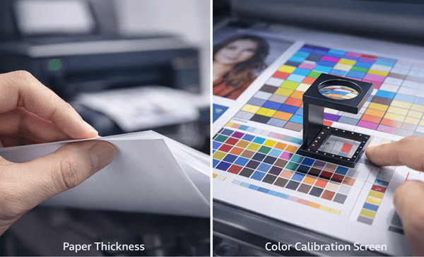 Checking print quality and color accuracy before choosing printing shop