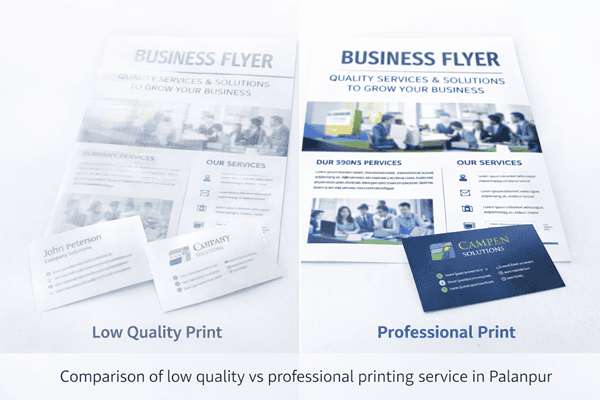 Comparison of low quality vs professional printing service in Palanpur