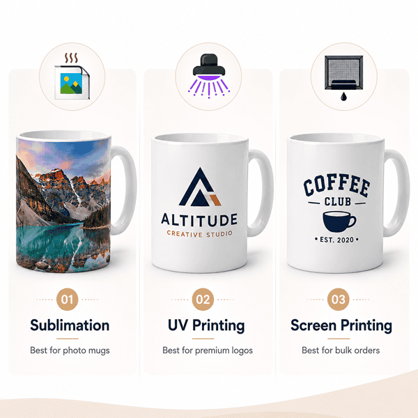Different types of mug printing methods for custom mugs