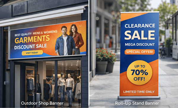 Durable banner printing service in Palanpur for shop promotion