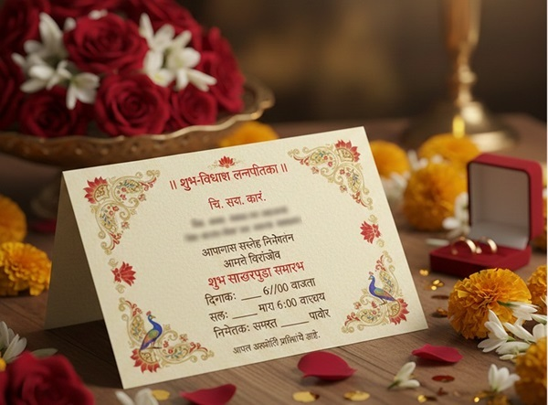 Engagement invitation message in Marathi for sakharpuda and WhatsApp invitation