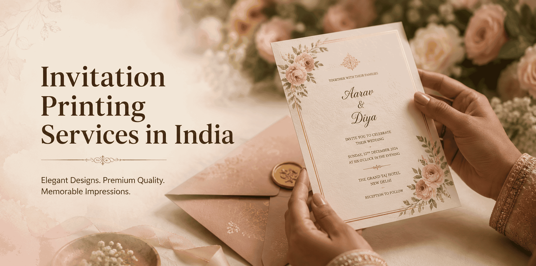 Premium printed wedding invitation card.