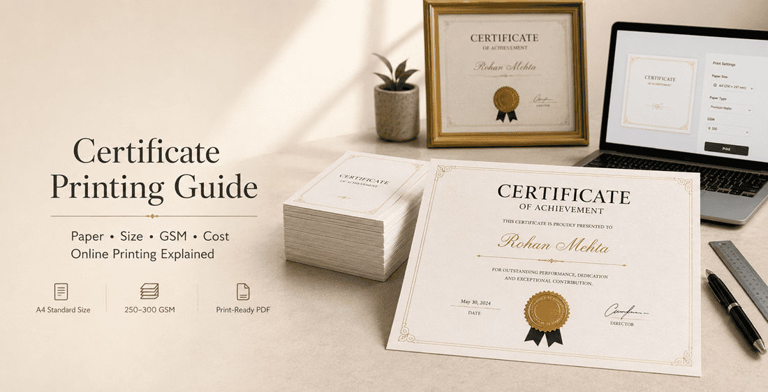 Certificate Printing Guide: Paper, Size, GSM, Cost and Online Printing