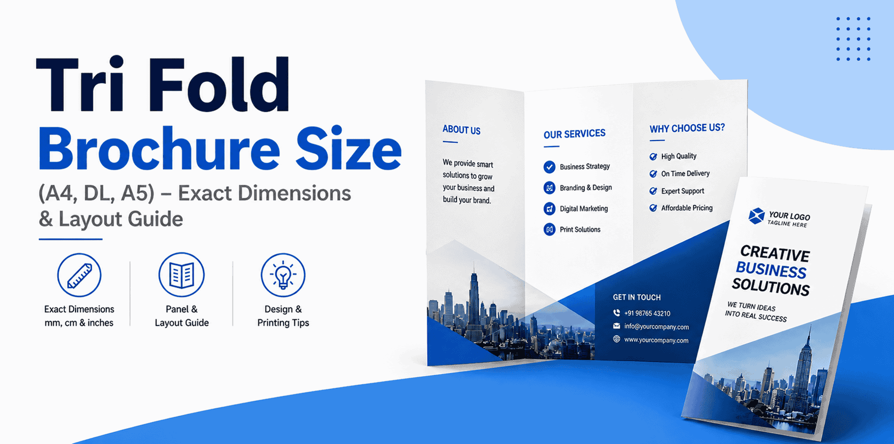 tri fold brochure size A4 DL A5 dimensions