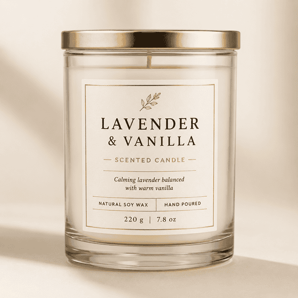 Custom candle label on glass jar