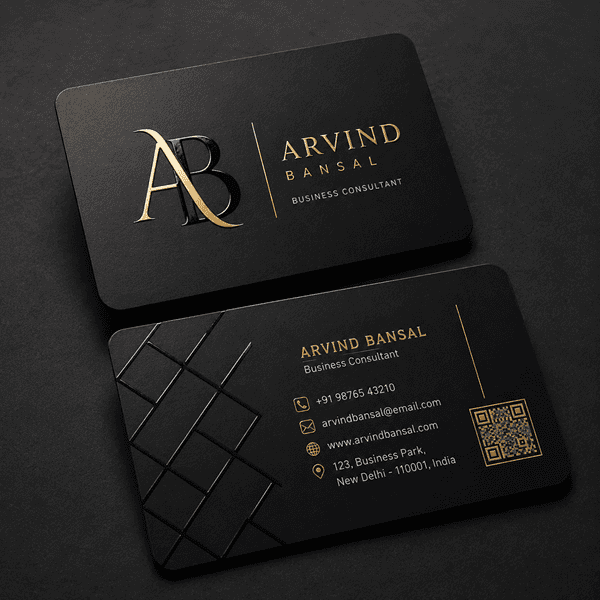 Front and back custom Spot UV business cards with raised gloss finish