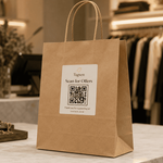 QR code sticker on retail paper bag for offers