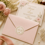 Wedding invitation envelope with custom A&R monogram seal sticker